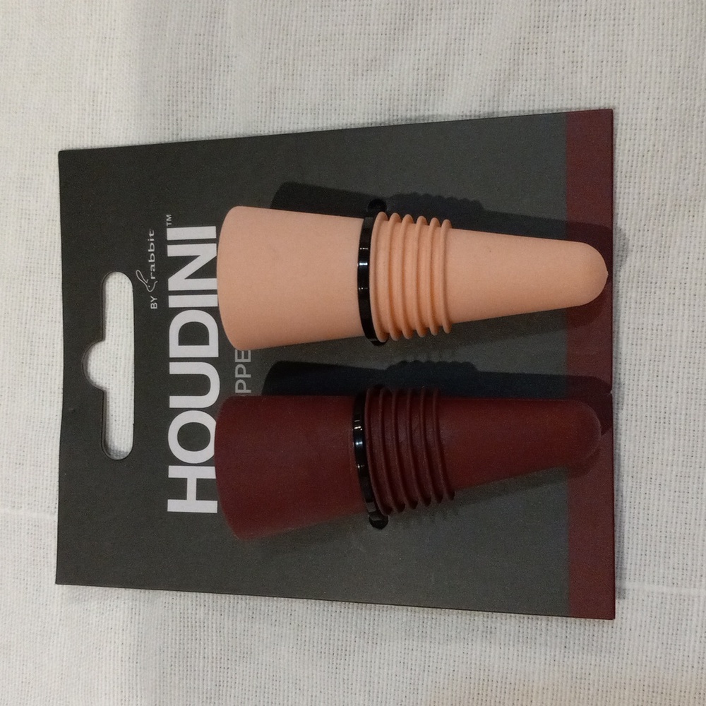 Houdini Bottle Stopper for Fine Dining and Kitchen, pink and purple, wine or Oil